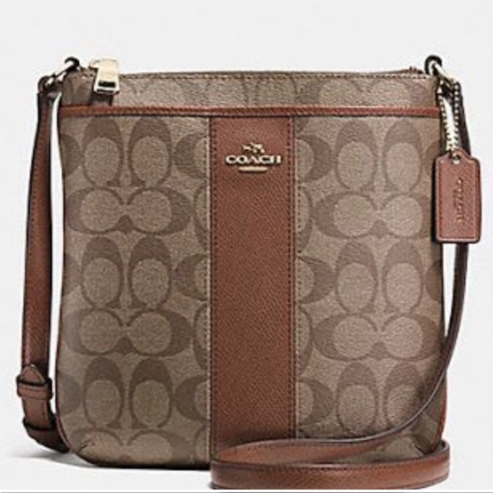 Coach Kitt Classic Monogram Crossbody Bag in Brown Leather